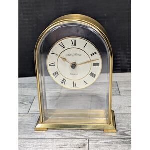 Vintage Seth Thomas Camina Brass Desk/ Mantel Clock West GERMANY - WORKS